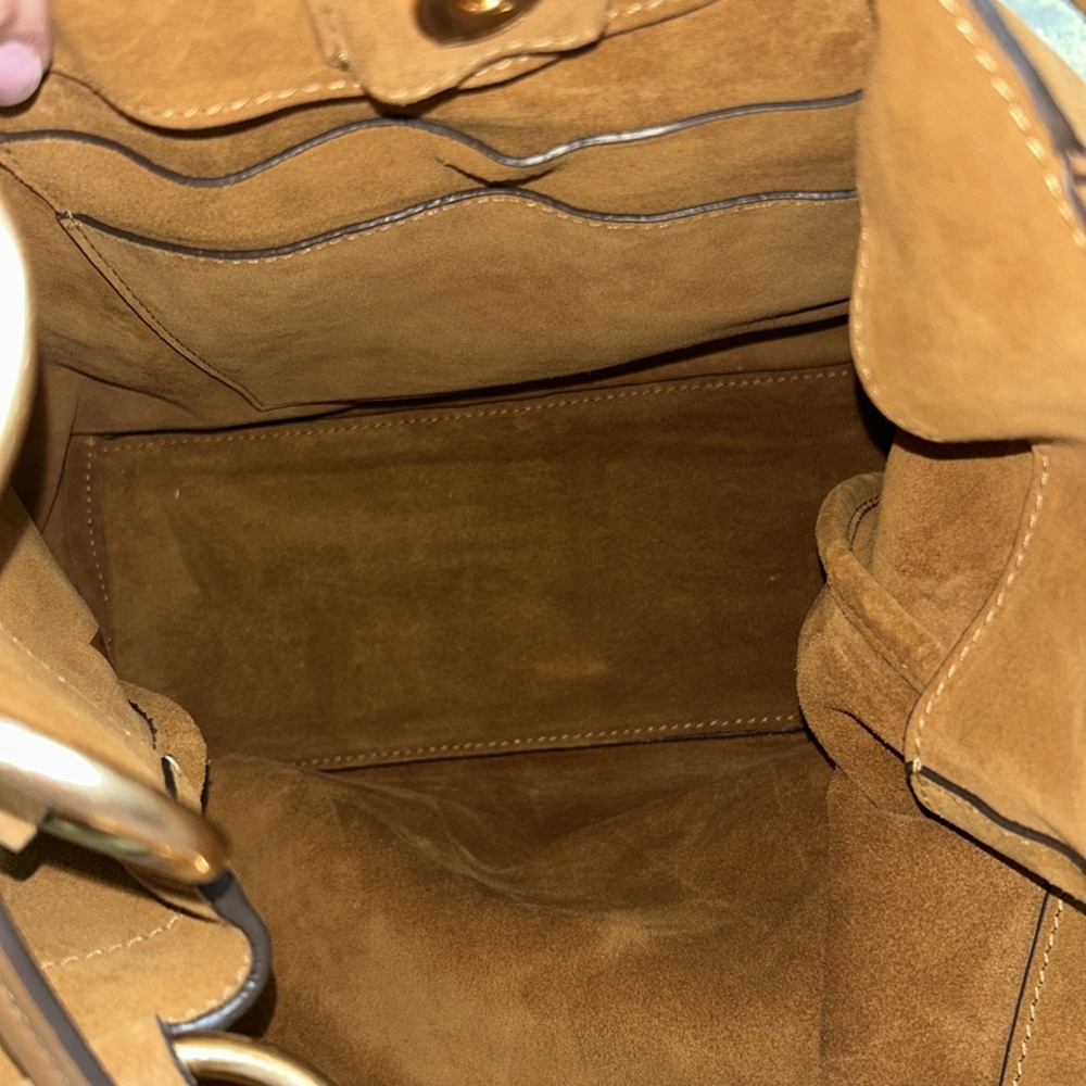 tory burch brown suede tote bag - Picture 7 of 9